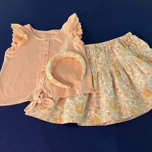 Haute hippie skirt, shirt and headband set size 7/8